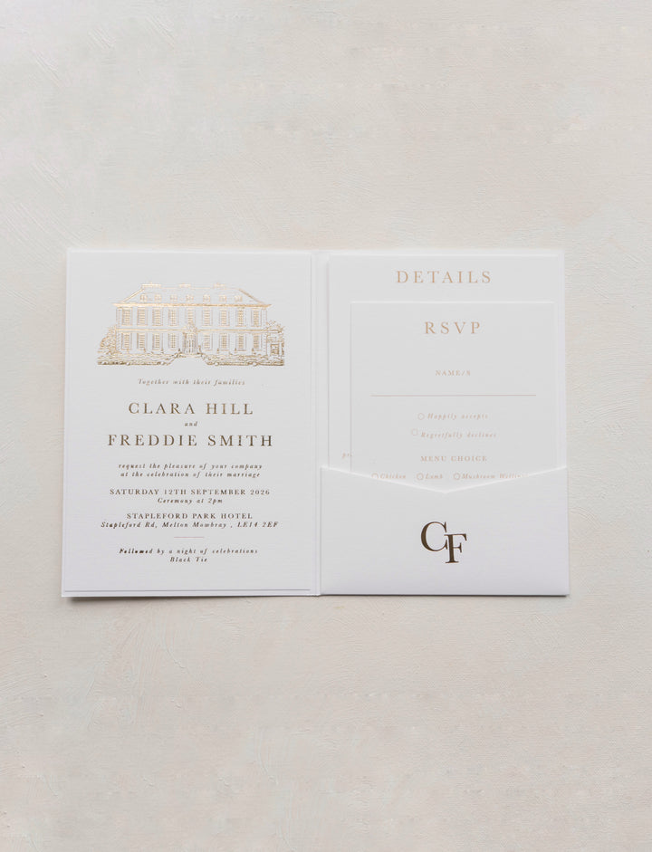 Clara Pocketfold Wedding Invitation
