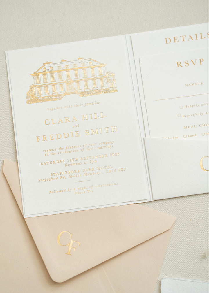 Clara Pocketfold Wedding Invitation