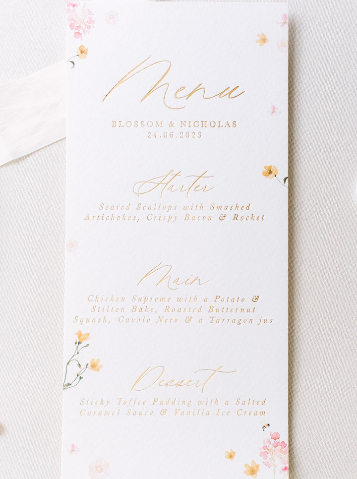 Blossom Floral Menu Card