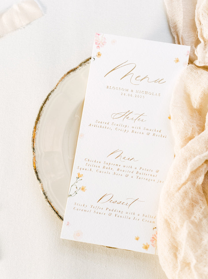 Blossom Floral Menu Card