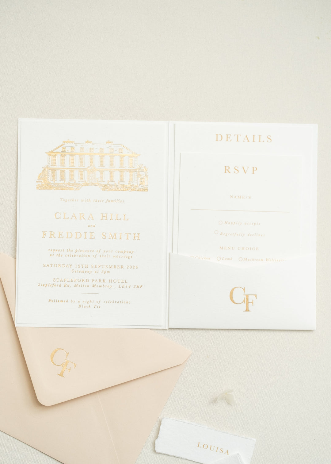 Clara Pocketfold Wedding Invitation
