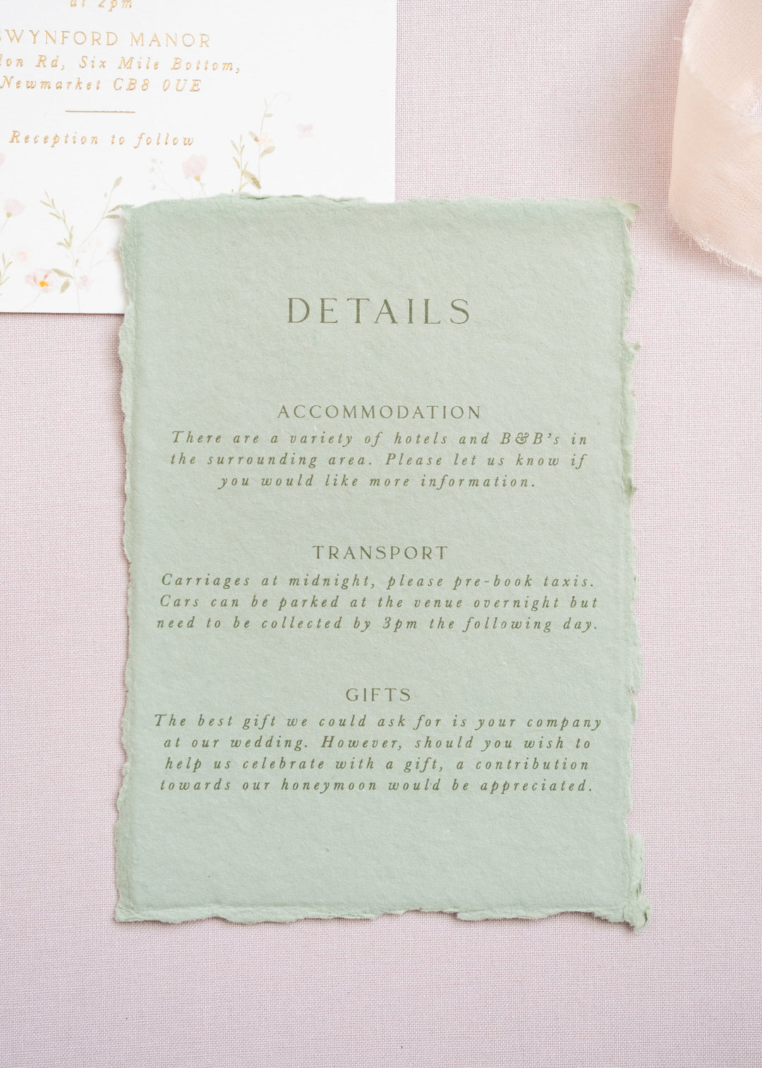 Handmade Paper Details Card Sage Green