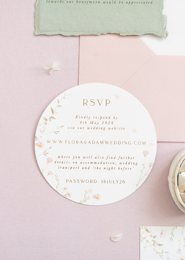 Floral circle RSVP card
