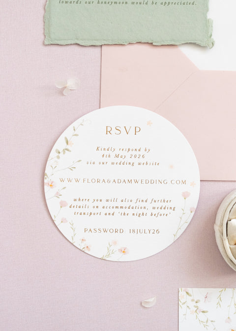 Floral circle RSVP card
