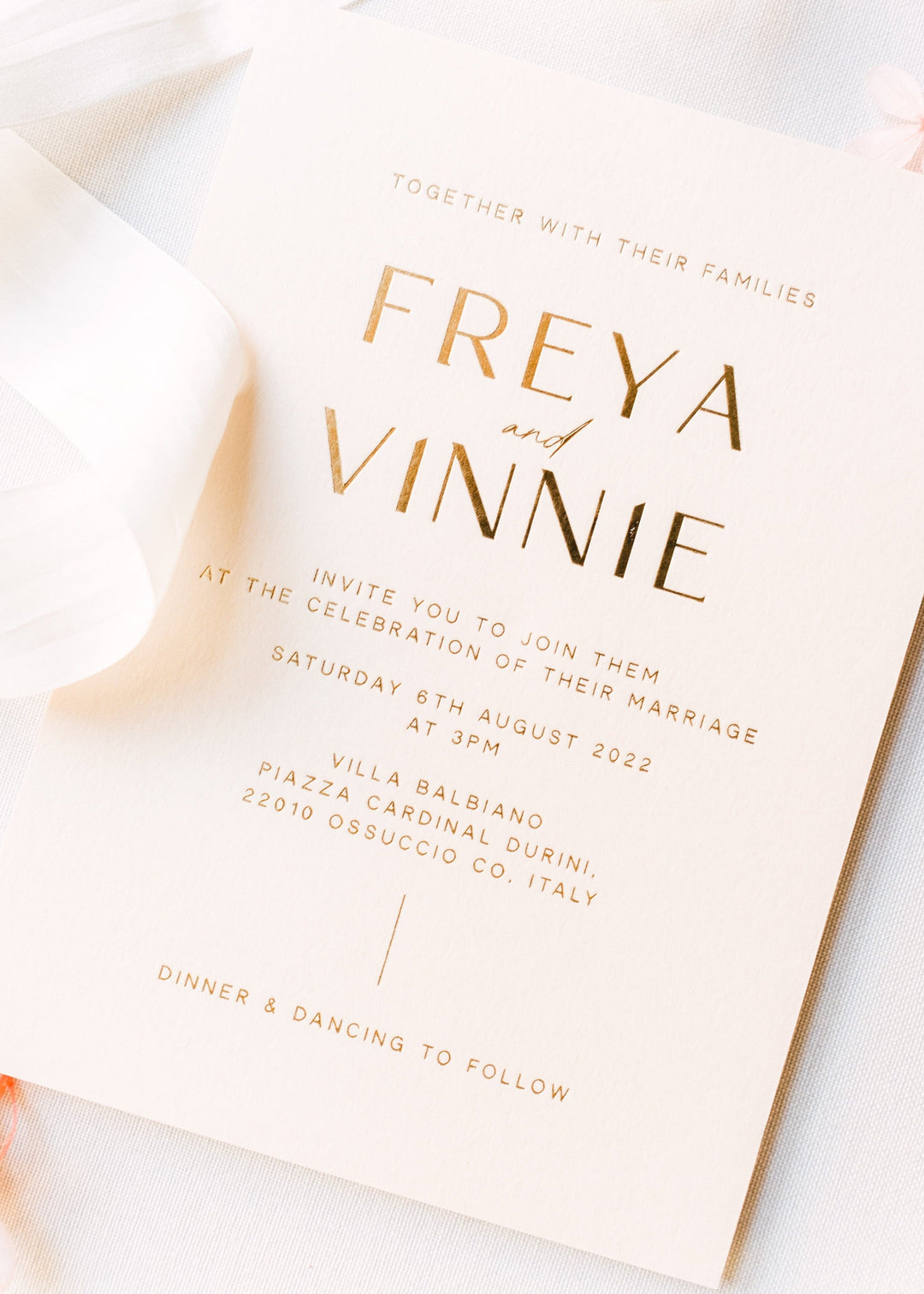 gold foil wedding invitation