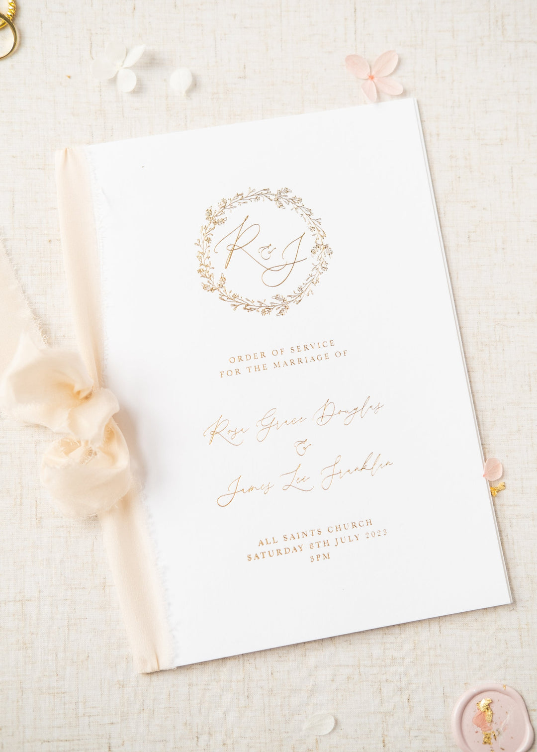 Rosa Gold Foil Order of Service Booklet