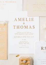 Amelie gold foil wedding invite