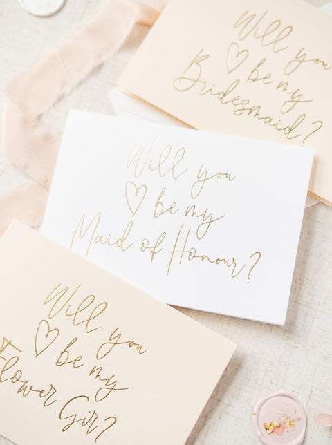 Will you be my Maid of Honour? Gold Foil Card