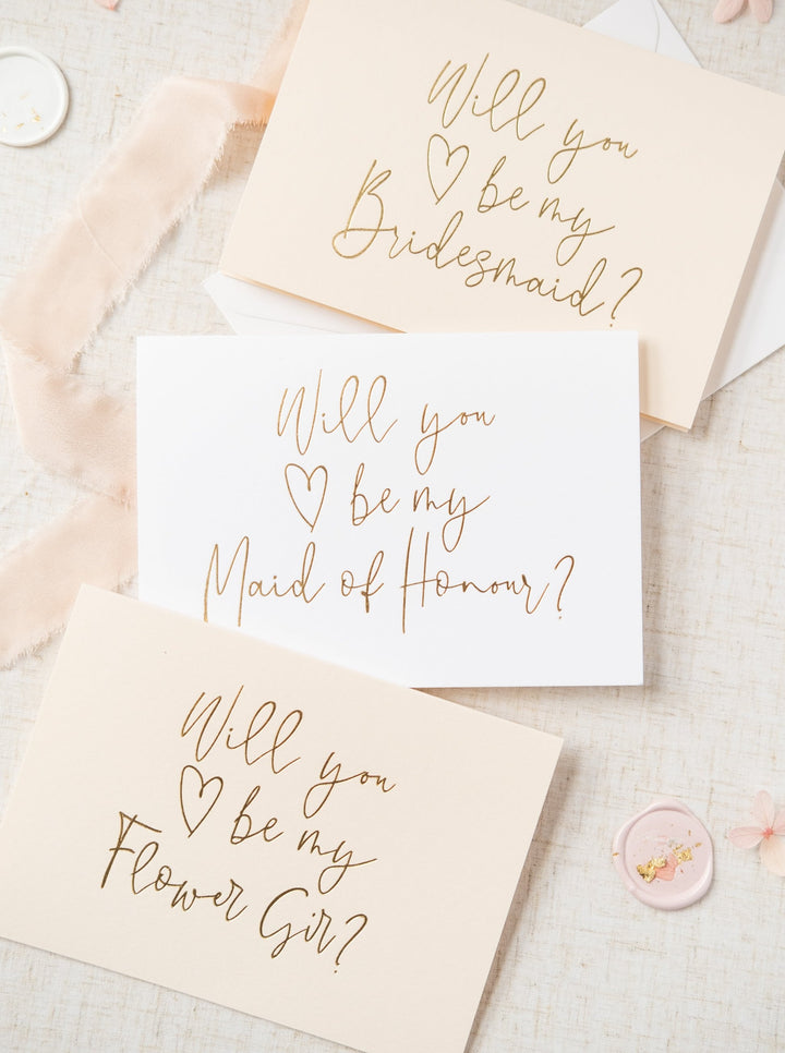 Will you be my Maid of Honour? Gold Foil Card
