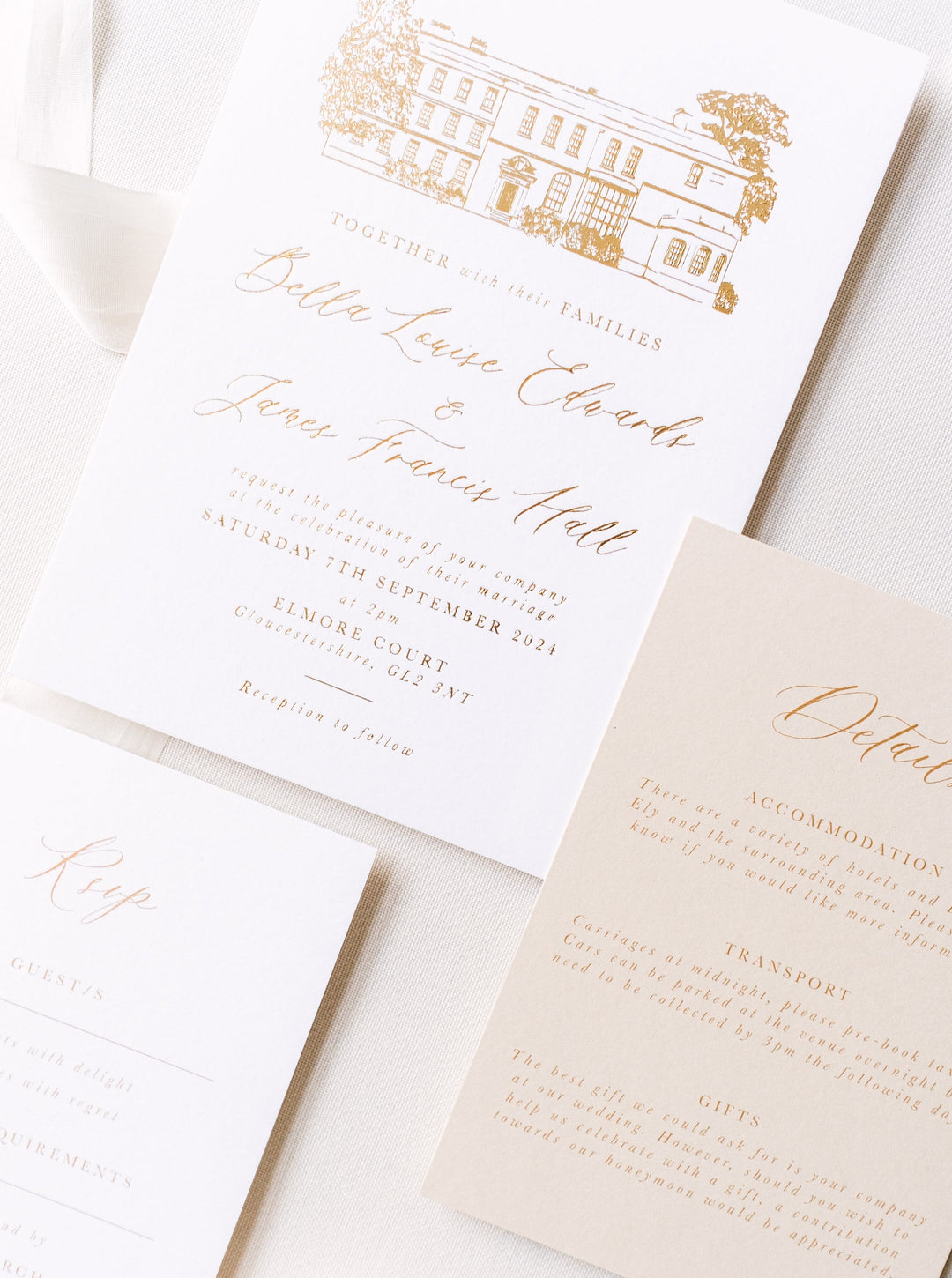 Gold Foil Wedding Venue Invitation