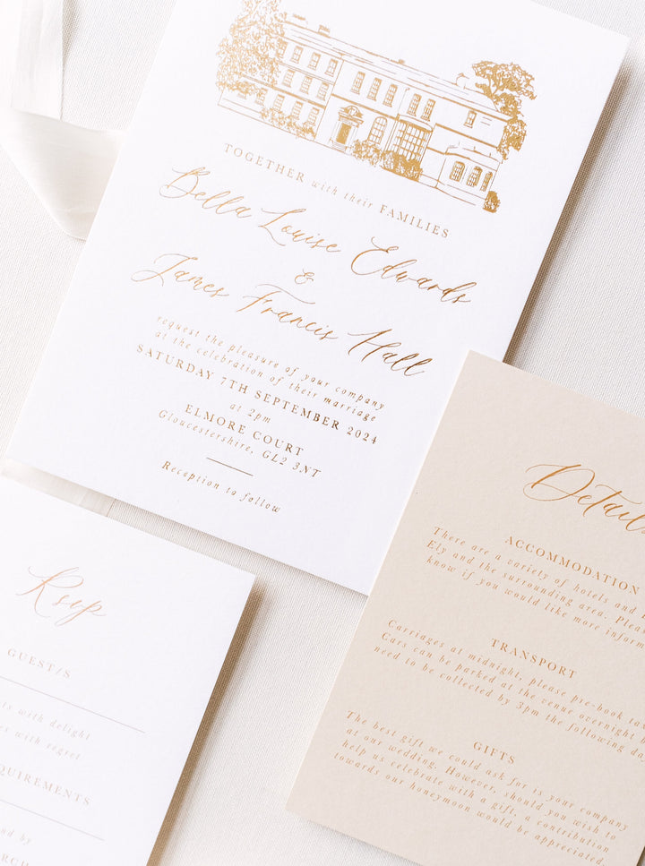 Gold Foil Wedding Venue Invitation