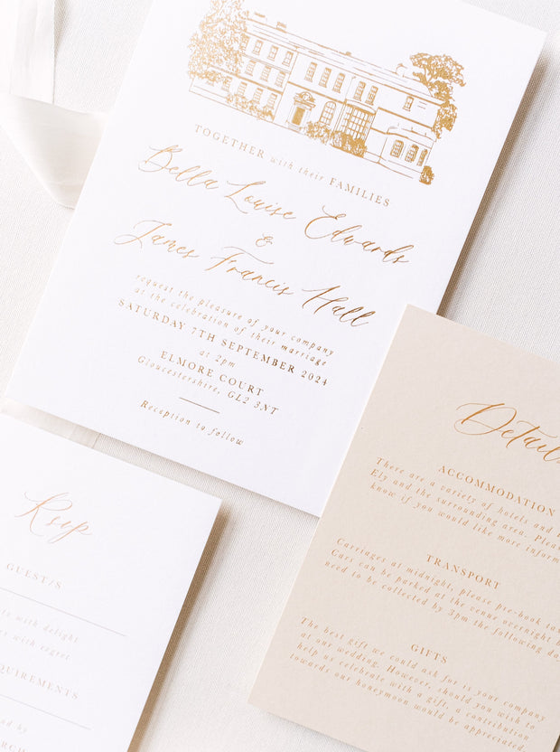 Gold Foil Wedding Venue Invitation