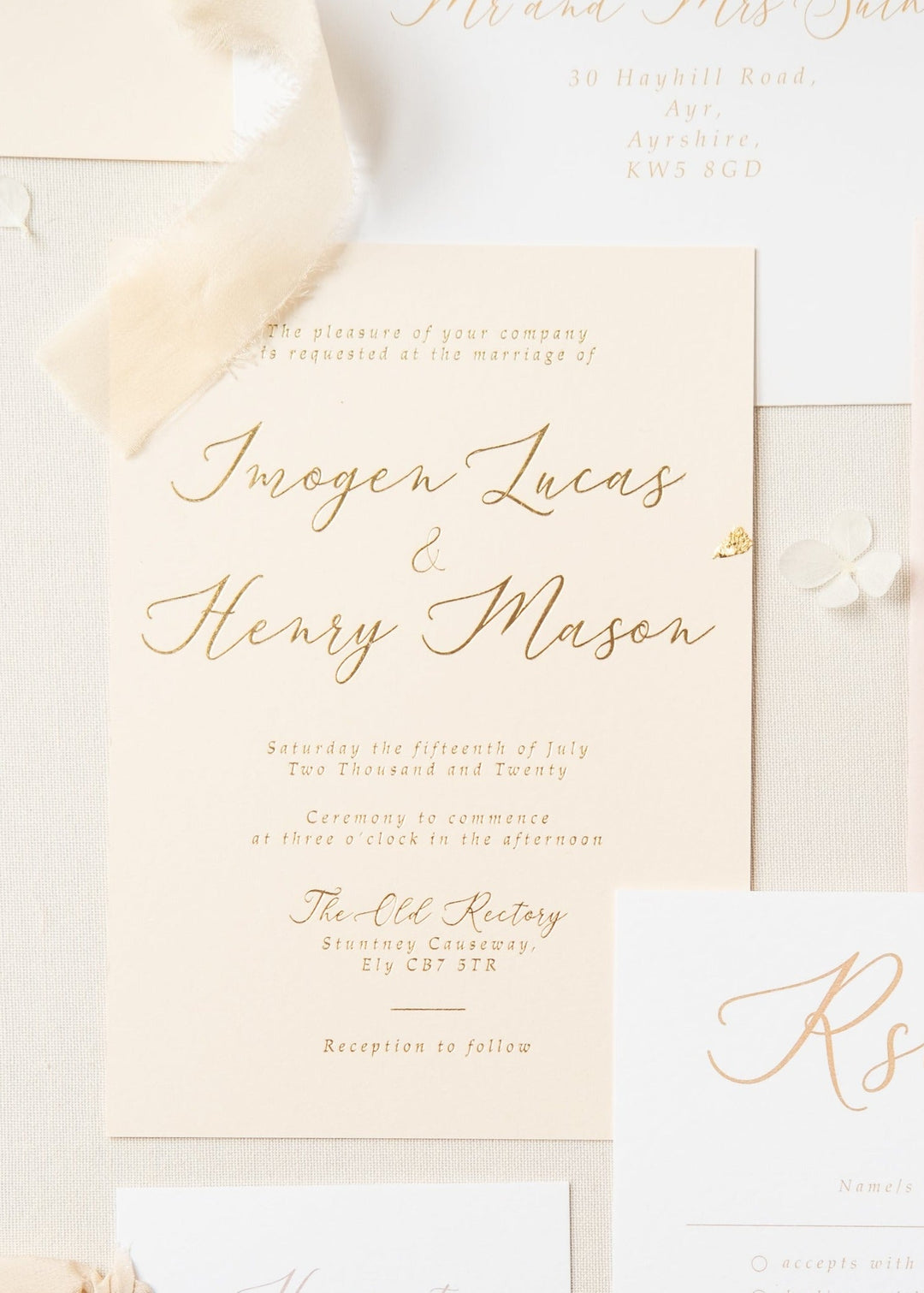 Minimal Gold Foil Wedding Invitation
