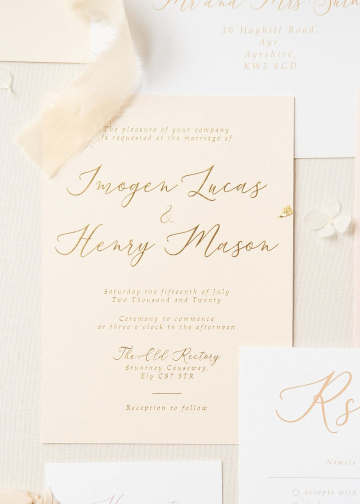 Minimal Gold Foil Wedding Invitation
