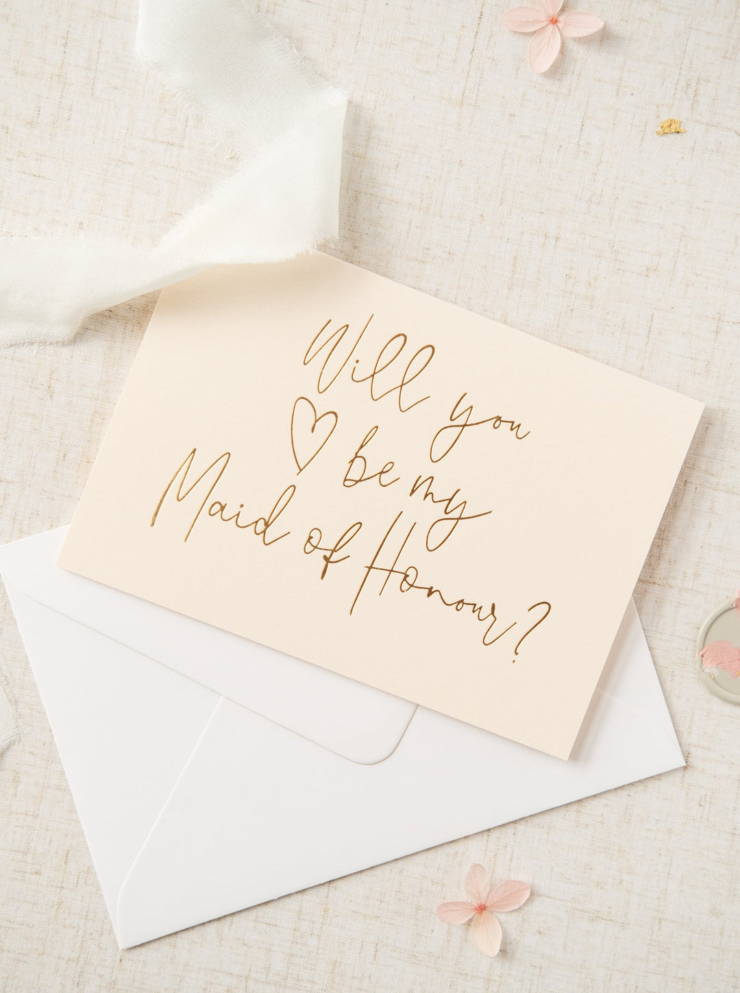 Will you be my Maid of Honour? Gold Foil Card