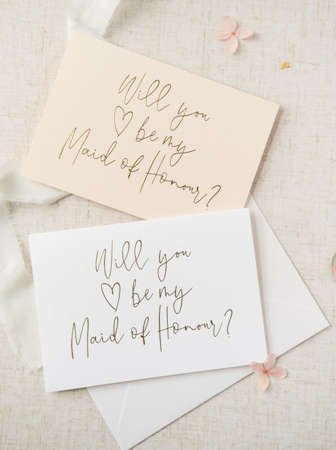 Will you be my Maid of Honour? Gold Foil Card