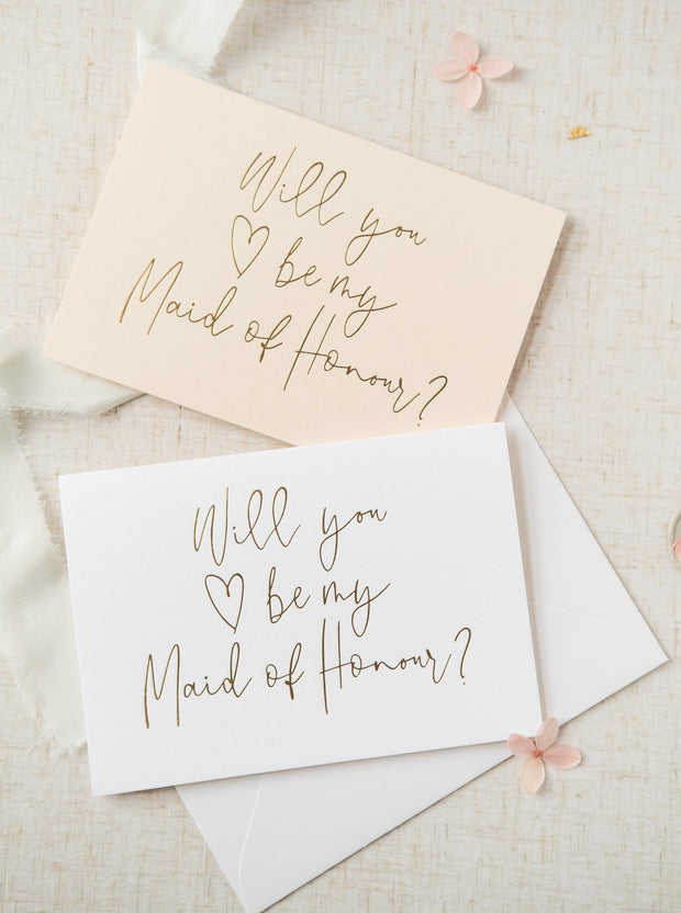 Will you be my Maid of Honour? Gold Foil Card