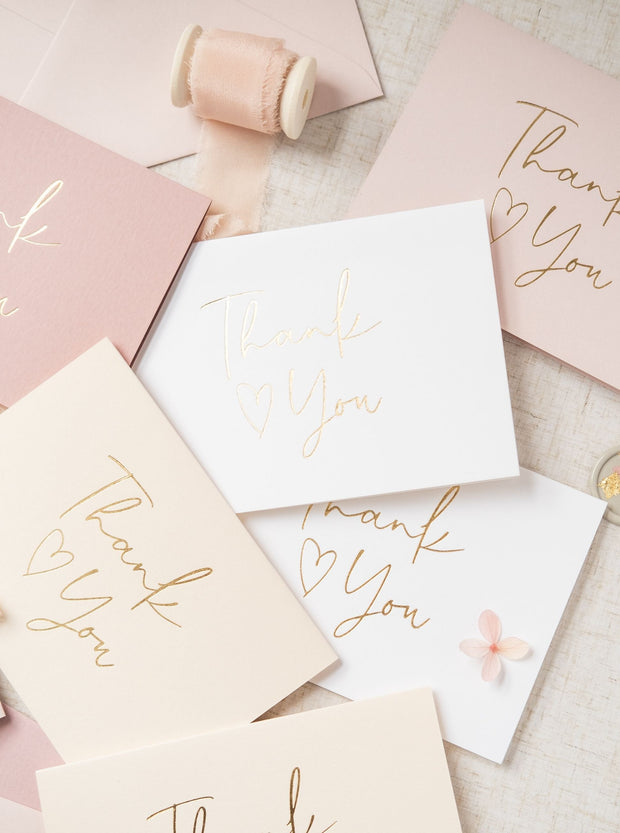 Set of 8 Gold Foil 'Thank You Cards' - Pink Ombre